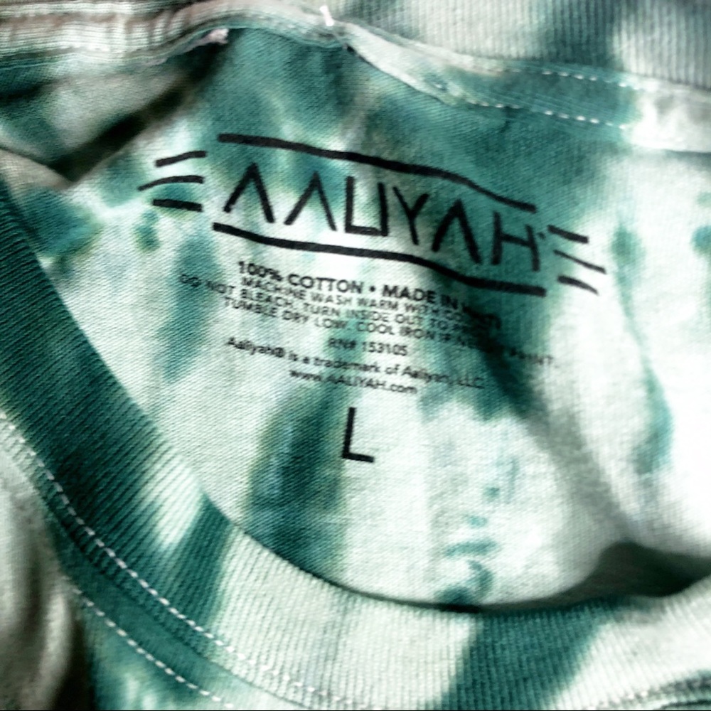 Aaliyah Green Black Tie Dye Tee TShirt Vintage - Picture 5 of 5